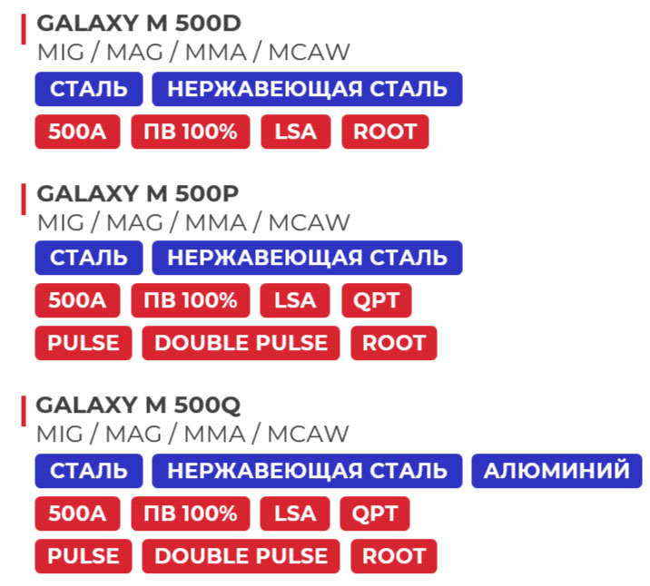 Модельный ряд GALAXY 500M