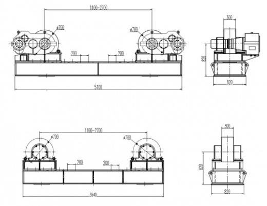 Роликовые опоры DSK350M с металлическими роликами