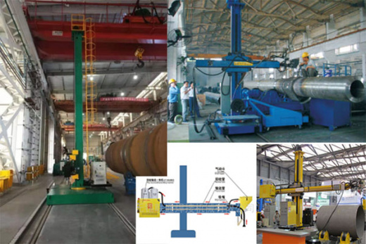 Комплекс для автоматической сварки продольных и кольцевых швов на базе сварочной колонны HJ4045 и двух роликовых стендов